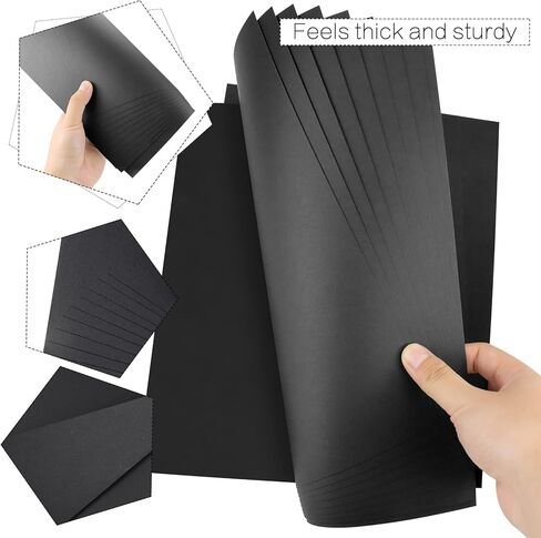 FSWCCK 25 ورقة من الورق السميك الفارغ، بطاقات مقاس 8.5 × 11 بوصة لصنع بطاقات الحرف اليدوية، والدعوات، ومستلزمات بطاقة الشكر وسجل القصاصات (أسود) in Kuwait