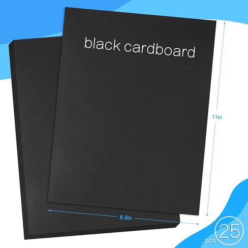 FSWCCK 25 ورقة من الورق السميك الفارغ، بطاقات مقاس 8.5 × 11 بوصة لصنع بطاقات الحرف اليدوية، والدعوات، ومستلزمات بطاقة الشكر وسجل القصاصات (أسود) in Kuwait