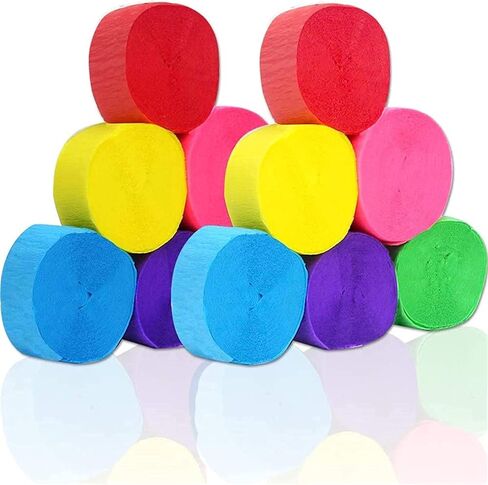 شرائط ورق كريب 12 لفة بطول 25 متر في 6 ألوان، لحفل الزفاف مختلف ديكورات المهرجانات الكبيرة in Kuwait