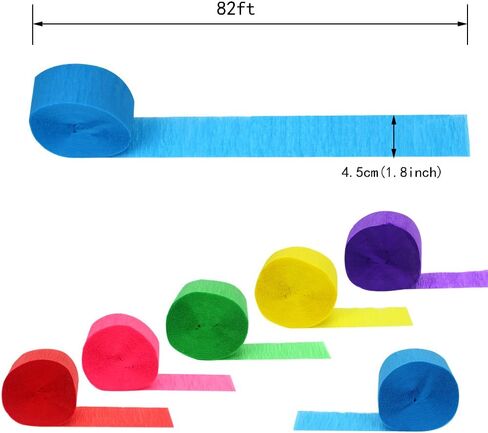 شرائط ورق كريب 12 لفة بطول 25 متر في 6 ألوان، لحفل الزفاف مختلف ديكورات المهرجانات الكبيرة in Kuwait