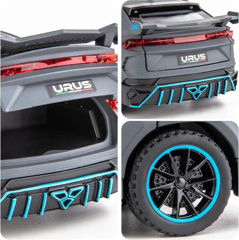 WAKAKAC متوافق مع 1/32 Lamborghini Urus Model Car Diecast لعبة سيارة سحب للخلف مع ضوء وصوت لعبة سيارة للأطفال بعمر 3 سنوات فما فوق هدية رمادية in Kuwait