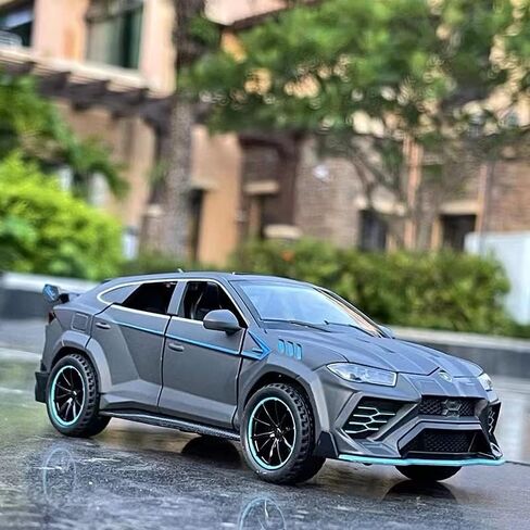 WAKAKAC متوافق مع 1/32 Lamborghini Urus Model Car Diecast لعبة سيارة سحب للخلف مع ضوء وصوت لعبة سيارة للأطفال بعمر 3 سنوات فما فوق هدية رمادية in Kuwait