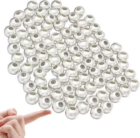 18K Gold Genuine 925 Sterling Silver Beads for Jewelry Making 100Pcs 2.5MM Smooth Round Beads Ball Spacer Beads for Bracelet Necklace Jewelry DIY Crafts in Kuwait