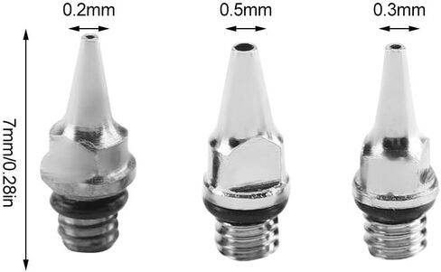 Mothinessto 3 قطع فوهة البخاخة، الفوهات والإبر نصائح استبدال أطقم 0.2 مم 0.3 مم 0.5 مم ملحقات البخاخ فوهات من الفولاذ المقاوم للصدأ أجزاء نصائح in Kuwait