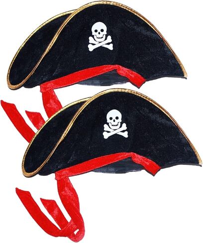 6 قطع من إكسسوارات زي القرصان الكاريبي: قبعة قبطان مطبوعة جمجمة عدد 2 رقعة للعين، سيف قرصان قابل للنفخ للأطفال البالغين، فستان هالوين قرصان فاخر للحفلات التنكرية WUEURU in Kuwait