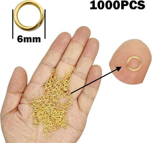 1000 قطعة من الذهب خواتم القفز لصنع المجوهرات 6 مم مطلية بالذهب خواتم قفز مفتوحة لصنع القرط. in Kuwait