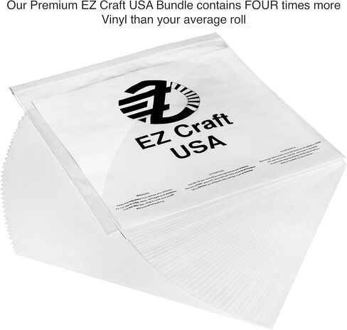 أوراق فينيل بيضاء لامعة دائمة أفضل من لفافات الفينيل - EZ Craft الولايات المتحدة الأمريكية - 30.48 سم × 30.48 سم - 40 ورقة لاصقة داعمة تعمل مع الكريكت وغيرها من القطاعات in Kuwait