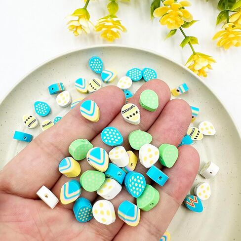100 Pcs Flower Handmade Polymer Clay Beads, 10mm Polymer Clay Spacer Beads for Women Girls Jewelry Making DIY Charms Bracelet Necklace Hair Clip Accessories Handmade Craft in Saudi Arabia