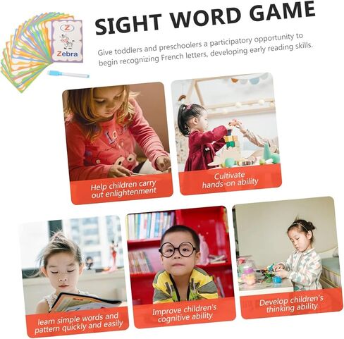 Erasable English Alphabet flashcards. - Write and Wipe Laminated ABCD Letter Tracing Practice Card for Kindergarten (26 Flashcards with Marker) (English Version) in Kuwait