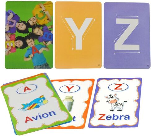Erasable English Alphabet flashcards. - Write and Wipe Laminated ABCD Letter Tracing Practice Card for Kindergarten (26 Flashcards with Marker) (English Version) in Kuwait