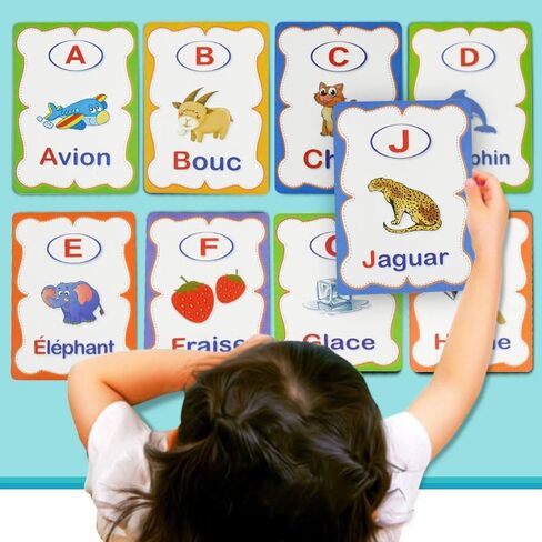Erasable English Alphabet flashcards. - Write and Wipe Laminated ABCD Letter Tracing Practice Card for Kindergarten (26 Flashcards with Marker) (English Version) in Kuwait