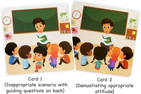لعبة تعلم السلوك الاجتماعي - أنشطة بطاقات فلاش لتعلم التواصل الاجتماعي والمهارات العاطفية لرياض الأطفال في مرحلة ما قبل المدرسة على التوعية والآداب - 30 سيناريو مع أسئلة إرشادية in Kuwait