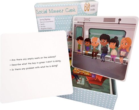 لعبة تعلم السلوك الاجتماعي - أنشطة بطاقات فلاش لتعلم التواصل الاجتماعي والمهارات العاطفية لرياض الأطفال في مرحلة ما قبل المدرسة على التوعية والآداب - 30 سيناريو مع أسئلة إرشادية in Kuwait