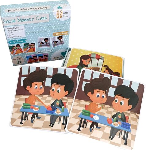 لعبة تعلم السلوك الاجتماعي - أنشطة بطاقات فلاش لتعلم التواصل الاجتماعي والمهارات العاطفية لرياض الأطفال في مرحلة ما قبل المدرسة على التوعية والآداب - 30 سيناريو مع أسئلة إرشادية in Kuwait