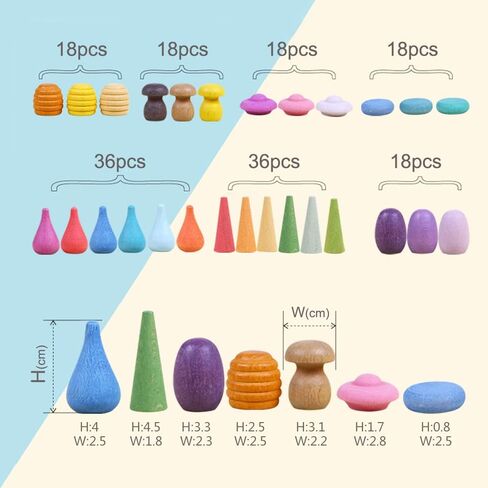 Candywood Rainbow Color Style Wooden Loose Parts Sensory Play Toys (81 PCS) in Kuwait