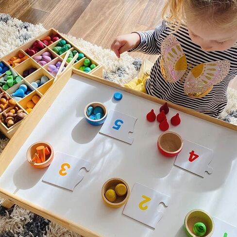 Candywood Rainbow Color Style Wooden Loose Parts Sensory Play Toys (81 PCS) in Kuwait