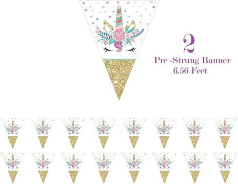 Oojami 4 Pack Unicorn Tablecloth Ideal for Unicorn Theme Birthday Party, Baby Shower Size: 54" x 108" Ideal for Girls Unicorn Glitter Theme Decoration Party | Includes Two Pennant Banners in Saudi Arabia
