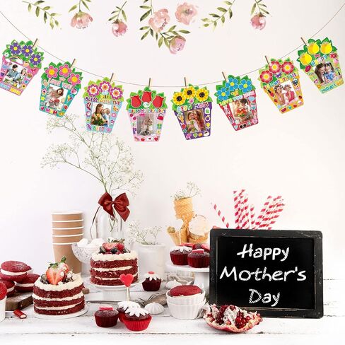 فوتريو 96 عبوة من مجموعات الحرف اليدوية لعيد الام للاطفال بعبارة Love You Mom مع ملصقات زهور ورقية واطارات صور وهدايا عيد الام السعيدة لتزيين الحفلات والفصول الدراسية ورياض الاطفال in Saudi Arabia