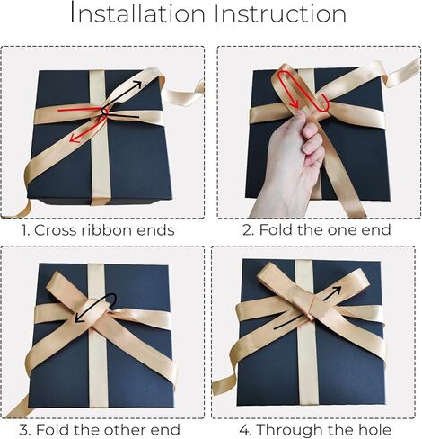 صندوق هدايا كبير مقاس 12 بوصة من Y YOMA مع غطاء وشريط ذهبي، علب هدايا ورقية أنيقة، صندوق من الورق المقوى الأنيق للهدايا، صندوق هدايا مثالي لمهرجانات التخرج وأعياد الميلاد وحفلات الزفاف، أسود (عبوة واحدة) in Kuwait