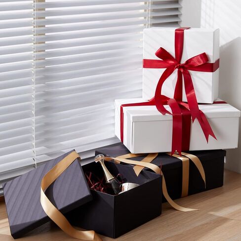 صندوق هدايا كبير مقاس 12 بوصة من Y YOMA مع غطاء وشريط ذهبي، علب هدايا ورقية أنيقة، صندوق من الورق المقوى الأنيق للهدايا، صندوق هدايا مثالي لمهرجانات التخرج وأعياد الميلاد وحفلات الزفاف، أسود (عبوة واحدة) in Kuwait