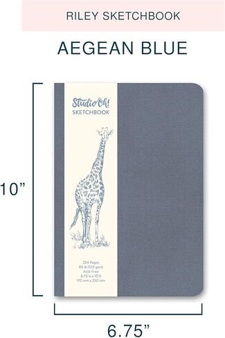 كراسة الرسم رايلي من ستوديو أوه! - بحر إيجه الأزرق - كراسة رسم وسائط مختلطة مقاس 6.75 × 10 بوصة تحتوي على 224 صفحة من الورق الخالي من الأحماض للرسم والتلوين والتصميم in Kuwait
