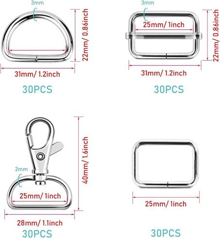 Woohome 140 PCS Swivel Snap Hooks, Slide Buckle Triglide and D Ring for Lanyard Supplies, DIY Craft Accessories, Handbag Purse Hardware Fasteners in Saudi Arabia