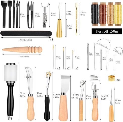 مجموعة ادوات العمل الجلدية تتضمن حامل ادوات جلدية، مجموعة مسامير وازرار كبس جلدية، ادوات ختم الجلد، مجموعة ادوات صناعة الجلد للمبتدئين والمحترفين in Kuwait