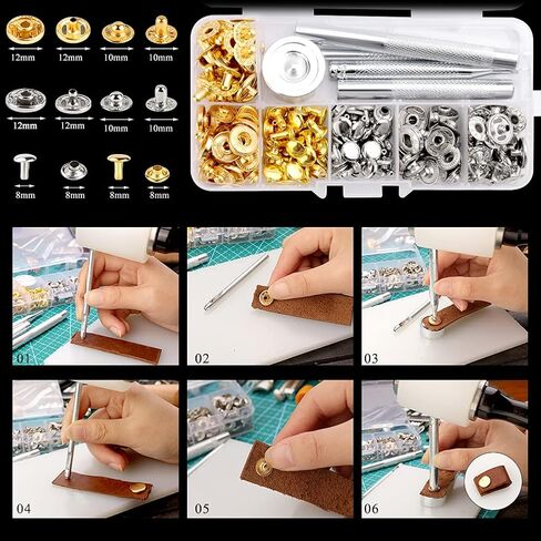 مجموعة ادوات العمل الجلدية تتضمن حامل ادوات جلدية، مجموعة مسامير وازرار كبس جلدية، ادوات ختم الجلد، مجموعة ادوات صناعة الجلد للمبتدئين والمحترفين in Kuwait