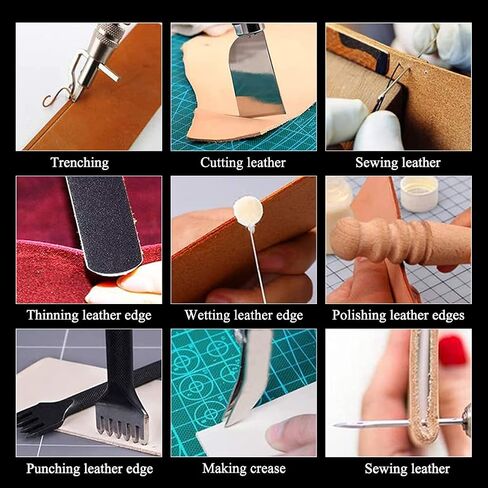 مجموعة ادوات العمل الجلدية تتضمن حامل ادوات جلدية، مجموعة مسامير وازرار كبس جلدية، ادوات ختم الجلد، مجموعة ادوات صناعة الجلد للمبتدئين والمحترفين in Kuwait