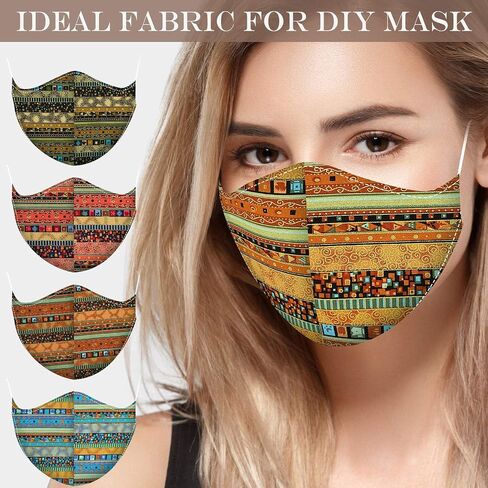 5 Pieces African Print Fabric Pieces Ethnic Pattern Cotton Fat Quarters Pre Cut Quilting Cloth Fabric Fat Quarters Bundles for Sewing Patchwork Face Protectors Crafting Projects, 19.5 x 15.7 Inch in Saudi Arabia