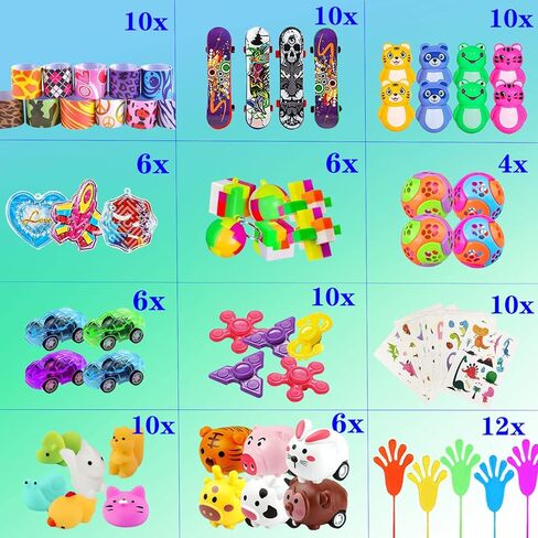Aibequ 100 Pcs Party Favors for Kids 3-5 4-8-12,Birthday Party Favors for Goodie Bag Stuffers,Treasure Box Toys for Classroom,Prizes for Kids,Pinata Fillers,Carnival Prizes,Stocking Stuffers in Kuwait