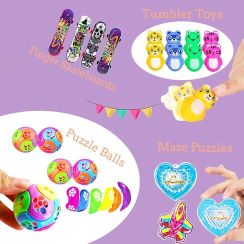 Aibequ 100 Pcs Party Favors for Kids 3-5 4-8-12,Birthday Party Favors for Goodie Bag Stuffers,Treasure Box Toys for Classroom,Prizes for Kids,Pinata Fillers,Carnival Prizes,Stocking Stuffers in Kuwait