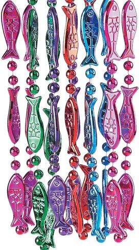 قلادات خرز السمك من فن اكسبرس - مجوهرات - خرز ماردي جرا - على شكل موت - 48 قطعة, بلاستيك in Kuwait