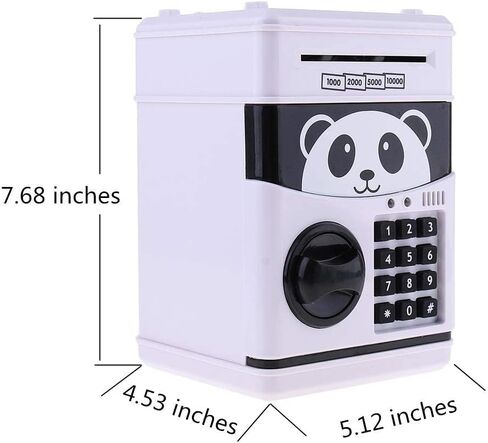 حصالة نقود بتصميم كرتوني على شكل خنزير وكلمة مرور، خزنة الكترونية لحفظ النقود والاقفال والاقفال بصوت الباندا الذكي (ابيض) in Kuwait