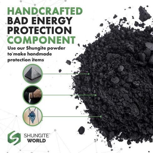 Shungite World 8 أوقية مسحوق Shungite ناعم من أحجار Shungite الحقيقية لقالب هرم Shungite، قالب راتنج هرم Orgone، سوار Shungite، قلادة من الراتنج والمجوهرات، طلاء Shungite والمزيد (عبوة واحدة) in Kuwait