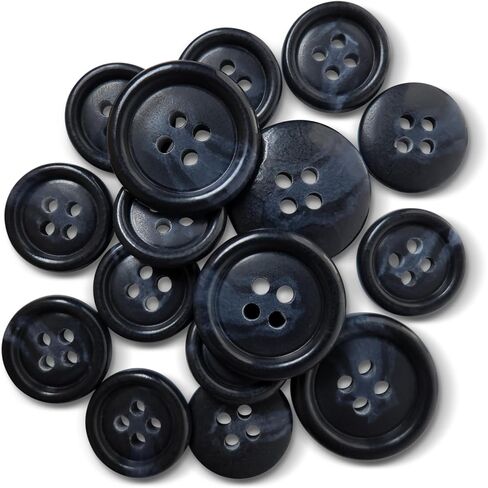 مجموعة ButtonMode Premium Suit Buttons المكونة من 16 قطعة تحتوي على 4 أزرار بقياس 20 مم (أكثر من 3/4 بوصة) للسترة الأمامية، و12 زرًا بقياس 15 مم (5/8 بوصة) لأكمام السترات والسراويل الرسمية، باللون الأزرق الداكن، و16 زرًا in Kuwait