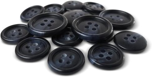 مجموعة ButtonMode Premium Suit Buttons المكونة من 16 قطعة تحتوي على 4 أزرار بقياس 20 مم (أكثر من 3/4 بوصة) للسترة الأمامية، و12 زرًا بقياس 15 مم (5/8 بوصة) لأكمام السترات والسراويل الرسمية، باللون الأزرق الداكن، و16 زرًا in Kuwait