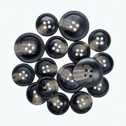 مجموعة ButtonMode Premium Suit Buttons المكونة من 16 قطعة تحتوي على 4 أزرار بقياس 20 مم (أكثر من 3/4 بوصة) للسترة الأمامية، و12 زرًا بقياس 15 مم (5/8 بوصة) لأكمام السترات والسراويل الرسمية، باللون الأزرق الداكن، و16 زرًا in Kuwait