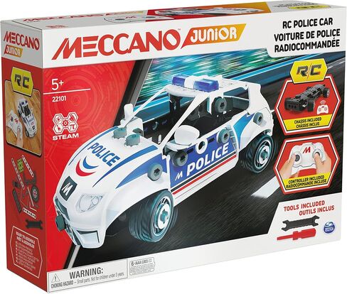Meccano Junior, RC Police Car with Working Trunk and Real Tools, Toy Model Building Kit, STEM Toys for Kids Ages 5 and up in Saudi Arabia