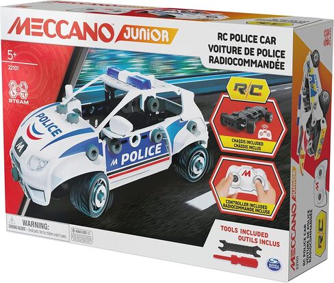 Meccano Junior, RC Police Car with Working Trunk and Real Tools, Toy Model Building Kit, STEM Toys for Kids Ages 5 and up in Saudi Arabia