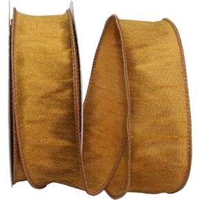 Reliant Ribbon 92975W-974-09F Dupioni Supreme Wired Edge Ribbon, 1-1/2 Inch X 10 Yards, Antique Gold