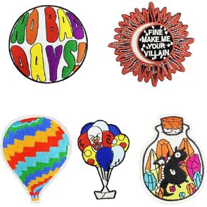 8Pcs Multi Style Moon and Sun Iron On Sew On Embroidered Patch Set for Jackets Backpacks Jeans and Clothes