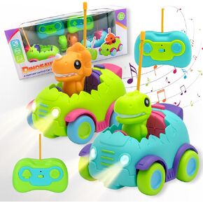 سيارة بامبو ديناصور بجهاز تحكم عن بعد للأطفال الصغار - عبوة من قطعتين | موسيقى قابلة للتعديل وأضواء LED | سيارات ديناصور RC مع جهاز التحكم عن بعد | سيارة أطفال صغيرة تعمل بالتحكم عن بعد | ألعاب للأولاد بعمر 3 سنوات in Kuwait