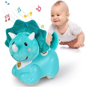 iPlay, iLearn Dinosaur Baby Musical Toy, Infant Crawling Toys for 6-9 9-12 12-18 Month, Baby Tummy Time Toddler Musical Light Toy for Age 0-2, 1 Year Old Boys Girls 1st Birthday Gift - Dinosaur