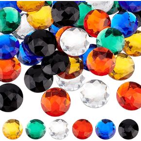 OLYCRAFT 30pcs Flat Back Acrylic Rhinestones 40mm Round Rhinestones Cabochons Acrylic Glitter Gems Cosplay Gems Jewels for Costume Jewelry Making Cosplay Embelishments - 6 Colors