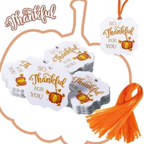 Crtiin 100 Pieces Thanksgiving Present Tags Thank You Favor Tags Thanks Pumpkin Labels with 100 Pieces Ribbons for Happy Thanksgiving Day Halloween DIY Thanksgiving Crafts Holiday Letters in Kuwait
