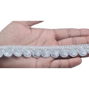 Leaf Buta Flower Colorful Lace and Border Material 9.2 Yards / 8.5 Mtr for Duapatta, Lehanga, Saree, Palazzo, Anarkali Suits (Width : 2 cm) (Silver), ART-29062022H in Kuwait