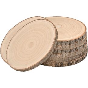WILLOWDALE 5Pcs Large Wood Slices for Centerpieces, 7-8 Inches Unfinished Wood Circles for Crafts Rustic Wood Round Wooden Ornaments, Wood Decor for Table Centerpieces for Wedding Party