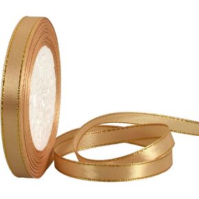 TONIFUL 1 Inch x 25 yds Thin Black and Gold Satin Ribbon with Gold Edges Border Fabric Ribbons for Gift Wrapping Wedding Birthday Cake Decoration Floral Craft Bow Making Valentine's Day Bouquet