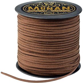 سلك MUNAN من الجلد السويدي، 100 ياردة × 3 مم (2.6 مم)، دانتيل من الجلد الصناعي مع بكرة للحرف اليدوية وصناعة المجوهرات والأساور والقلائد والخرز، لون بني القهوة in Kuwait